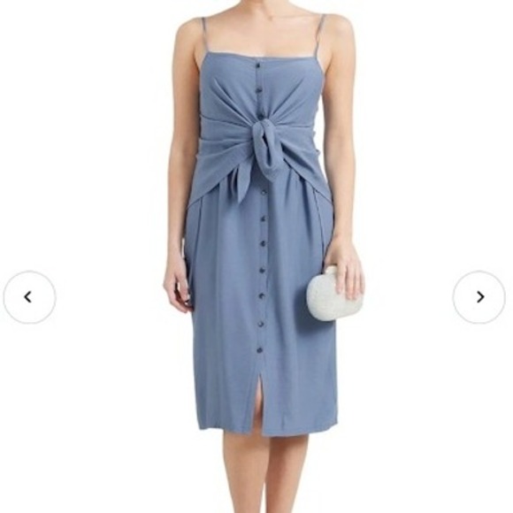 Modern Citizen Dresses & Skirts - Modern Citizen Blue Button Front Suspender Dress Tie Waist Casual‎ Small